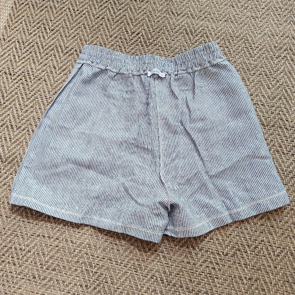 Náti Pinstripe Blue And White Seersucker 100% Linen Shorts Size Small - Picture 4 of 14